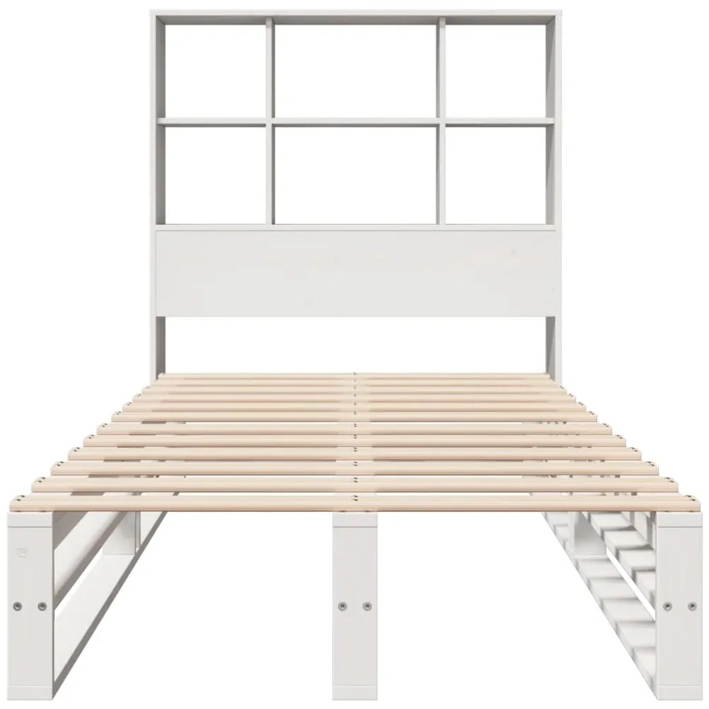 Letto libreria senza materasso bianco 90x200 cm legno massello