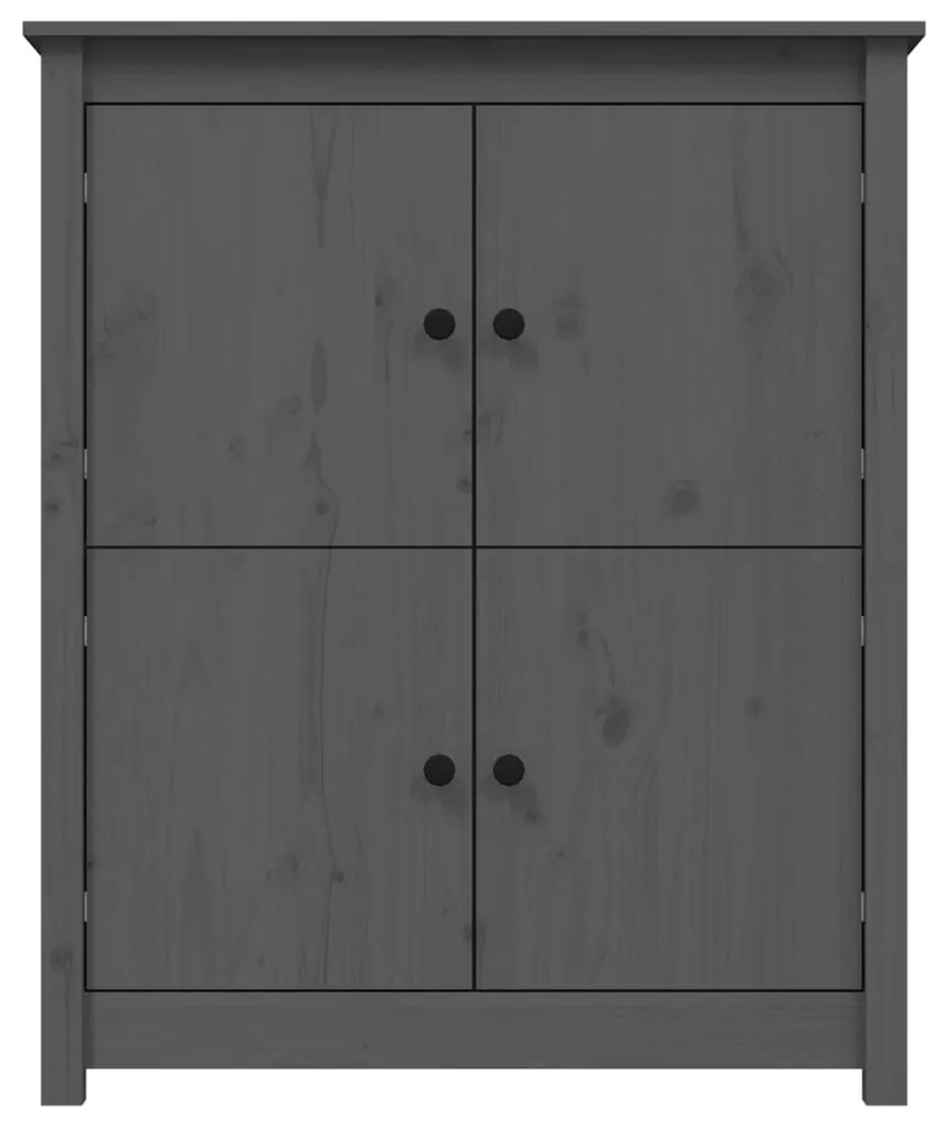 Credenza Grigia 83x41,5x100 cm in Legno Massello di Pino