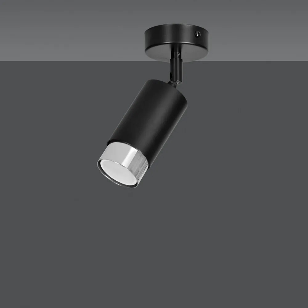 Lampada da soffitto e parete in Acciaio HIRO GU10 Colore del corpo Nero e Cromo