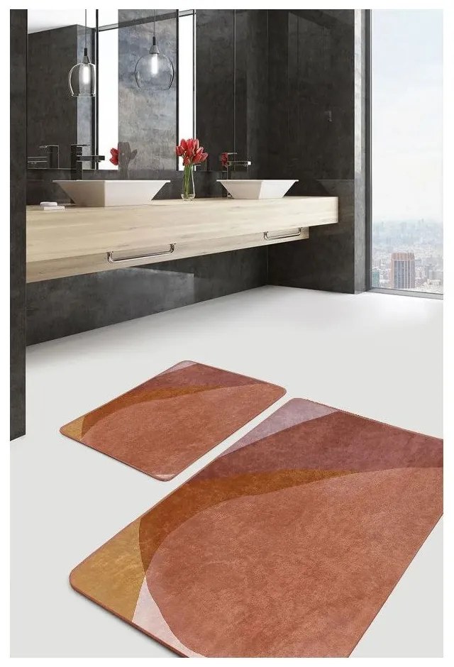 Set di tappetini per il bagno marroni in velluto 2 pz 60x100 cm – Mila Home