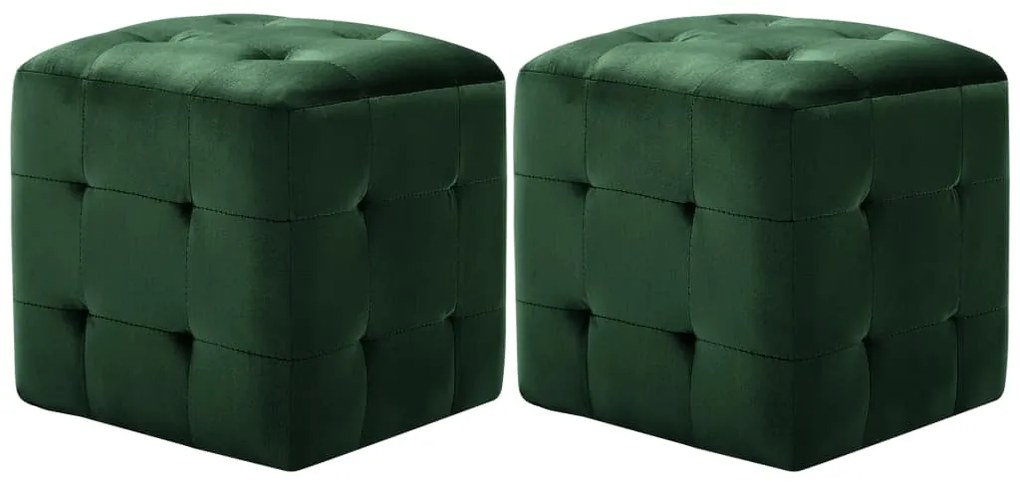 Pouf 2 Pz Verde 30x30x30 Cm İn Velluto /
