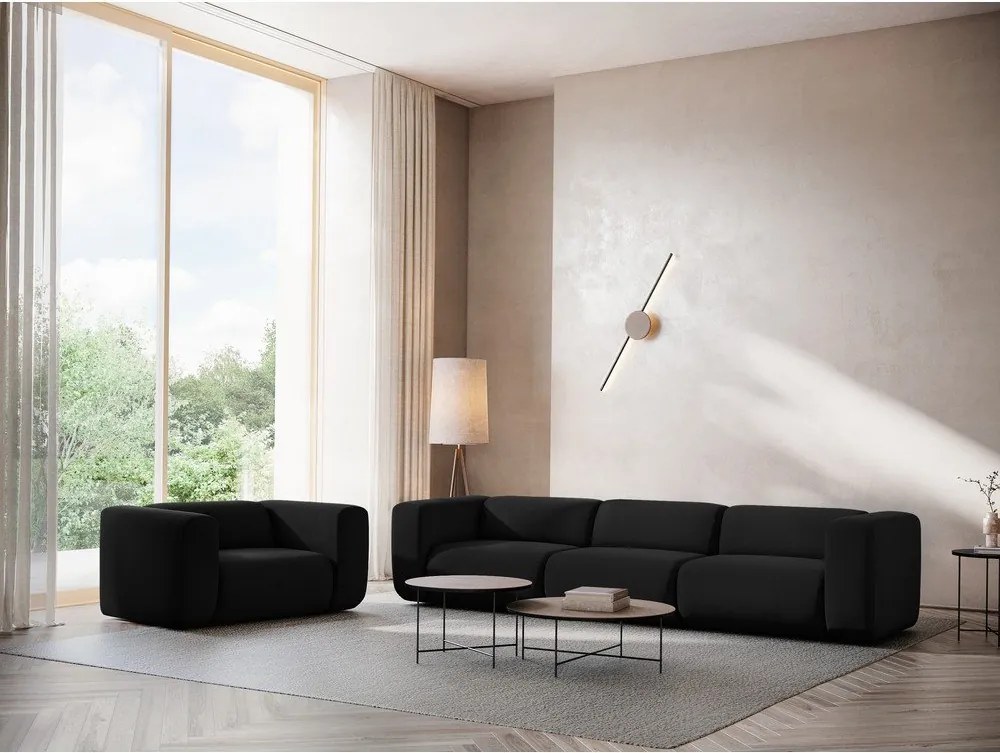 Divano nero con rivestimento in velluto 228 cm Ekahi – Makamii