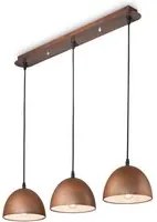 Sospensione Rustica-Country Folk Metallo Corten Ruggine 3 Luci E27