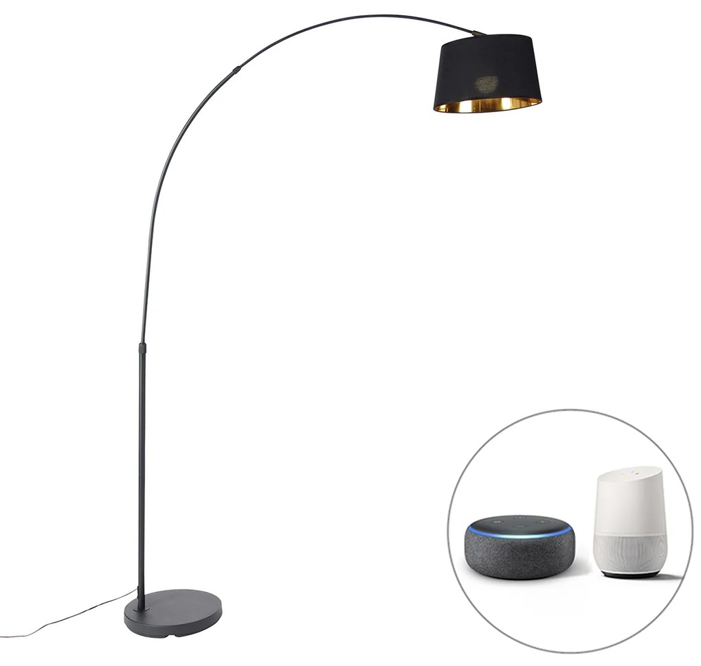 Lampada ad arco intelligente nera con oro incl. Wifi A60 - Arc Basic