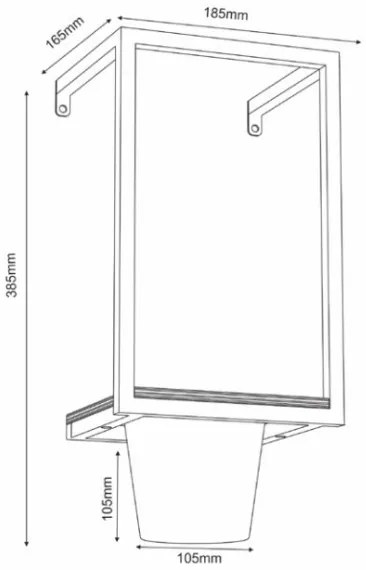 Vaso da fiori da parete 38x18 cm oro