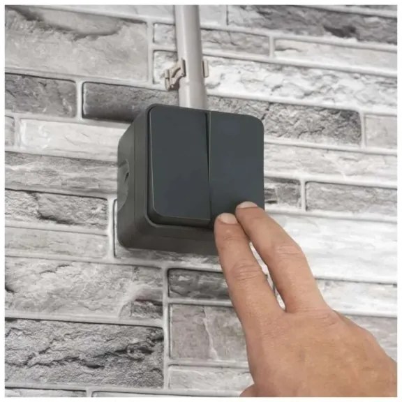 Interruttore domestico a 2 pulsanti con funzionamento alternato, n. 6+6, IP55, antracite