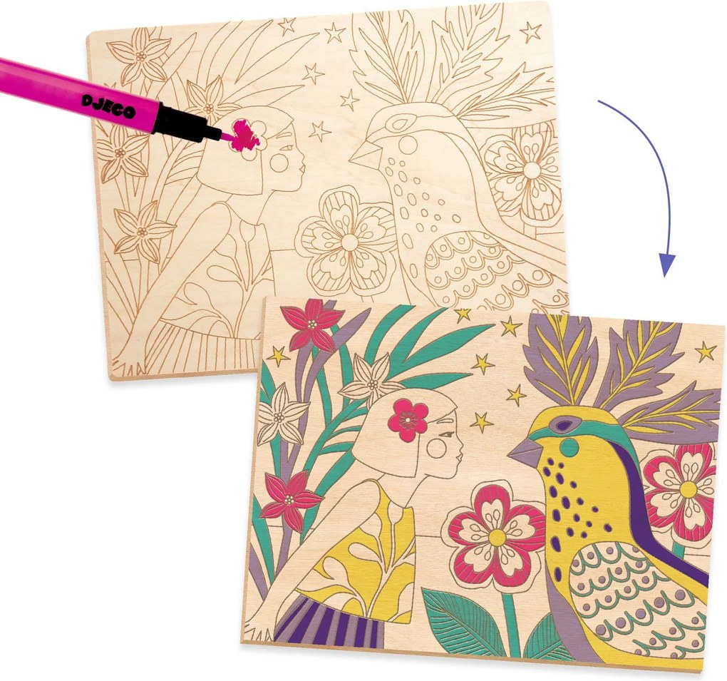 Gioco d'arte - disegno su legno - Ragazze dolci