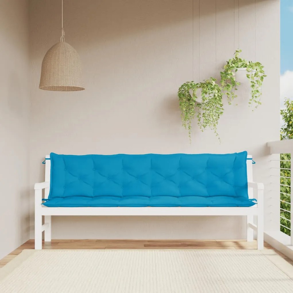 Cuscini Per Panca 2 Pz Azzurri 200x50x7 Cm İn Tessuto Oxford /