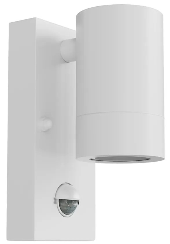 Applique cilindrica da Esterno IP65 GU10 con sensore Movimento - Bianca