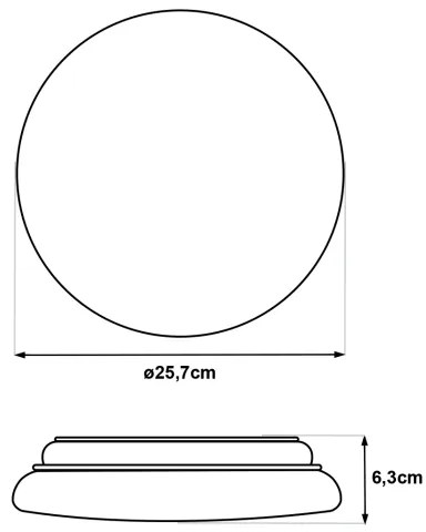 Plafoniera LED con sensore di movimento LENA, LED/12W/230V, Ø 25,7 cm, bianca