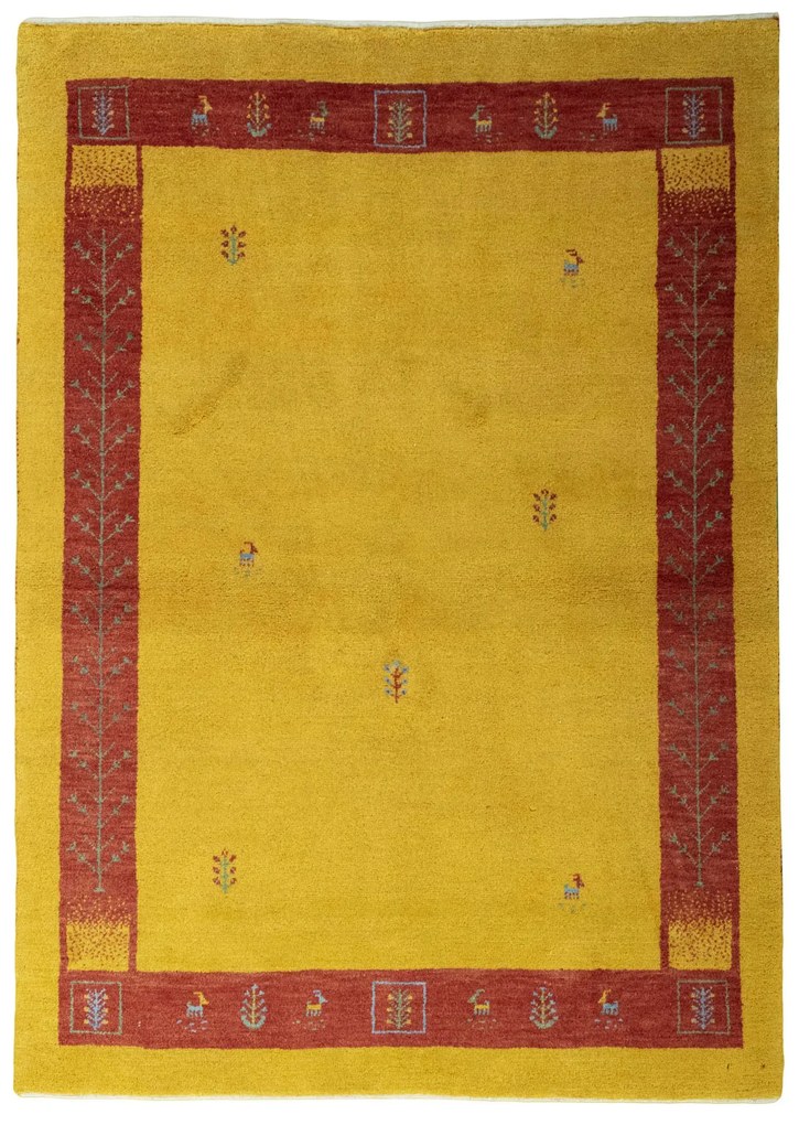 Gabbeh Tappeto persiano 210 x 150 Giallo (Iran) Annodato A Mano
