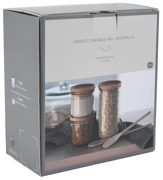 Set di barattoli di vetro 3 pezzi Hermetic - Ego Dekor