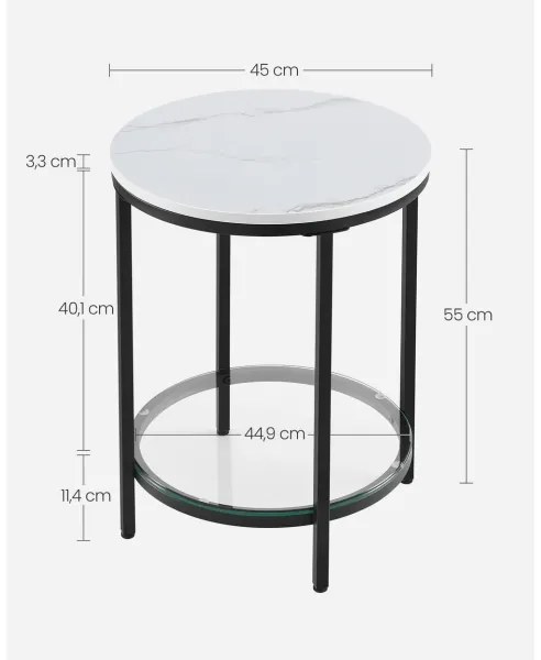 Tavolino d'appoggio SID nero/bianco