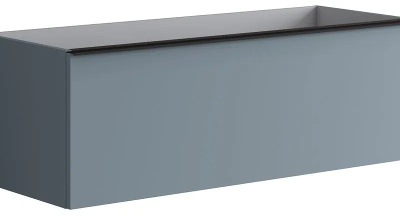 Mobile da bagno sospeso sotto lavabo L 120 x H 40 x P 45.5 cm blu laccato opaco, 2 cassetti Pixel plain
