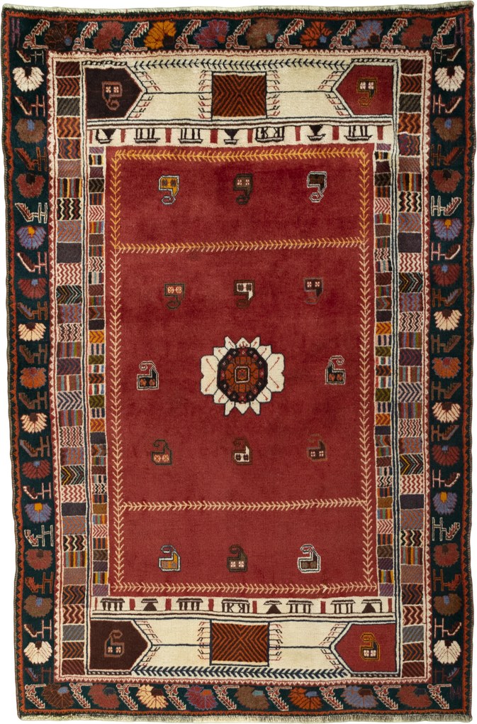 Shiraz Tappeto persiano 130 x 200 Rosso (Iran) Annodato A Mano