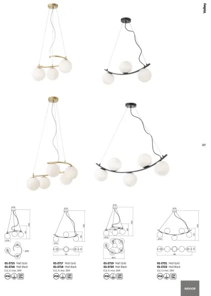 Redo 01-2715 - Lampadario a sospensione con filo VOLLEY 3xE14/28W/230V oro