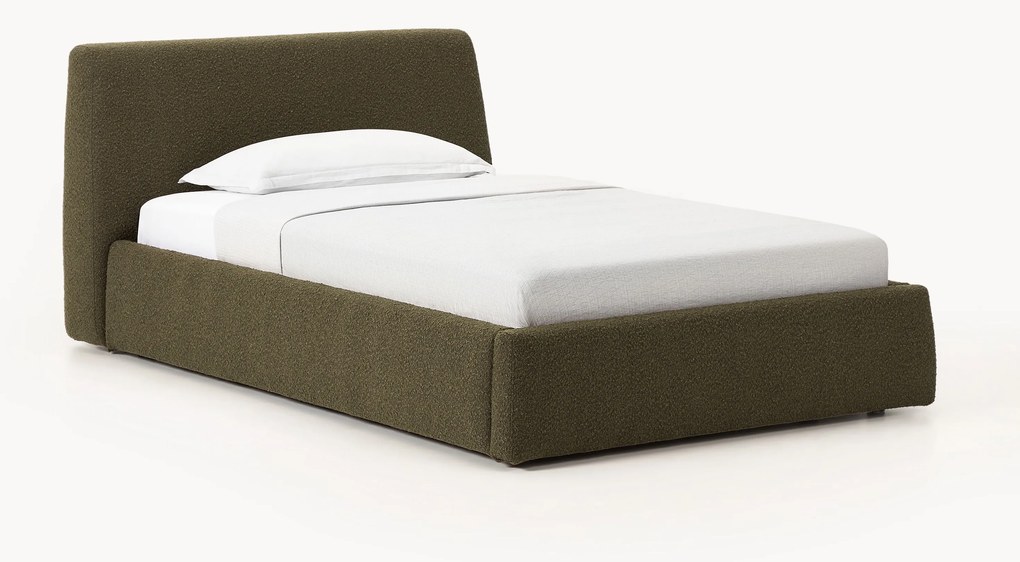 Letto singolo in bouclé con contenitore Cloud