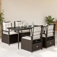 Set da Pranzo da Giardino 5pz con Cuscini in Polyrattan Marrone 3262974