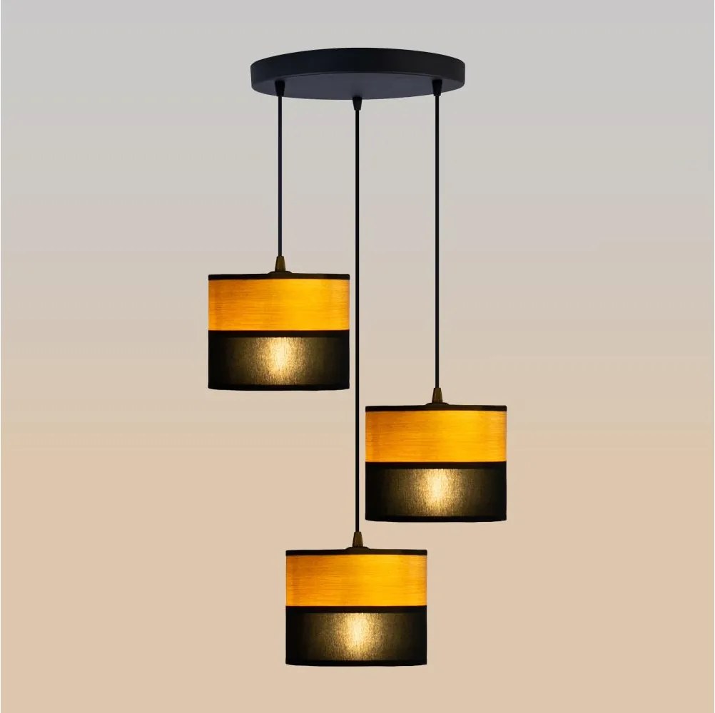 Lampadario a sospensione con cavo ALBA 3xE27/15W/230V diam. 40 cm nero/marrone