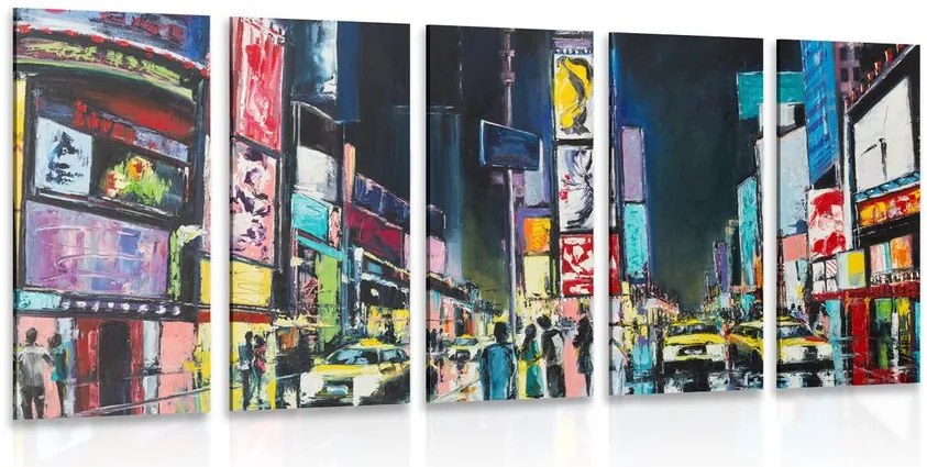 Quadri 5 pezzi – New York colorata