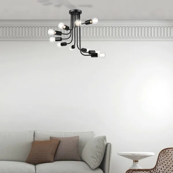 Lampadario a plafone TRINITY 10xE27/15W/230V nero