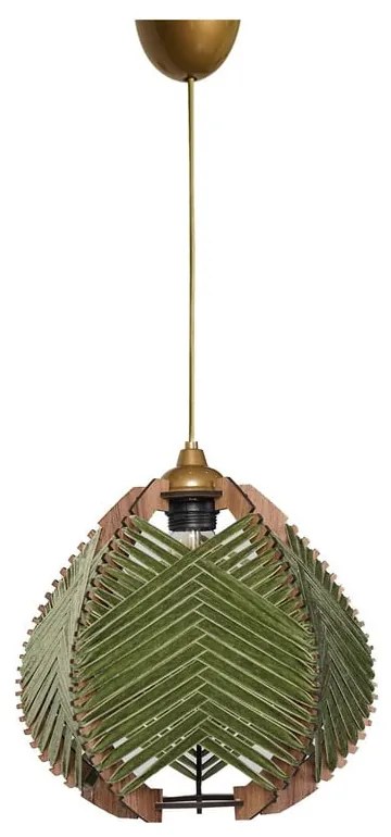 Lampadario verde scuro/di colore naturale con paralume in tessuto ø 25 cm Yola – Opviq lights