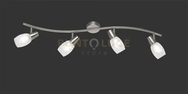 Colmar barra 4 spots attacco e14 diffusori vetro satinato con decori