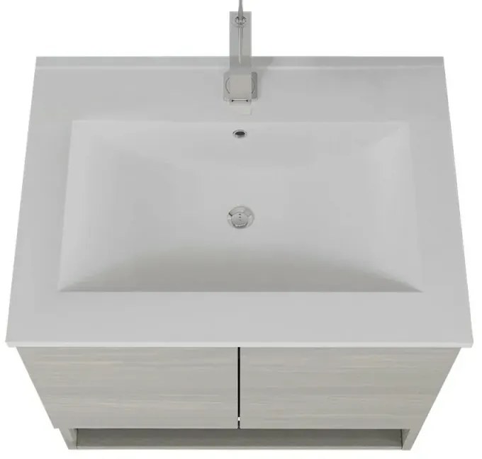 Mobile bagno sospeso 60 rovere grigio con lavabo e specchio LED Oslo