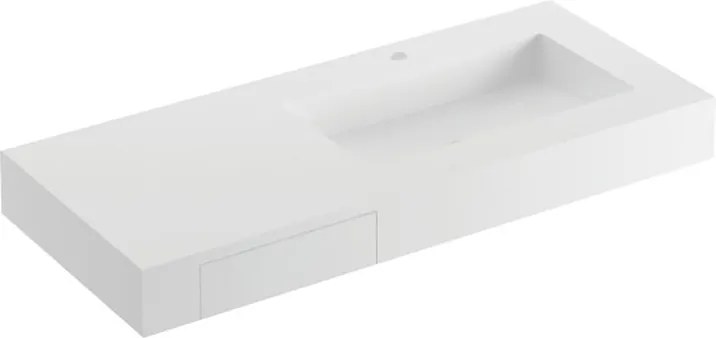 Lavabo a incasso rettangolare L 120 x H 14 x P 46 cm in solid surface bianco