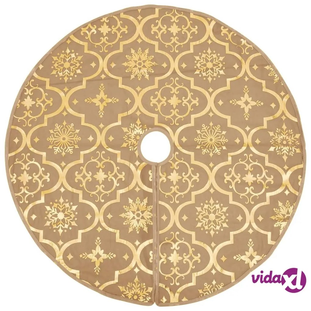 vidaXL Gonna Albero Natale Raffinata con Calza Giallo Tessuto 122 cm