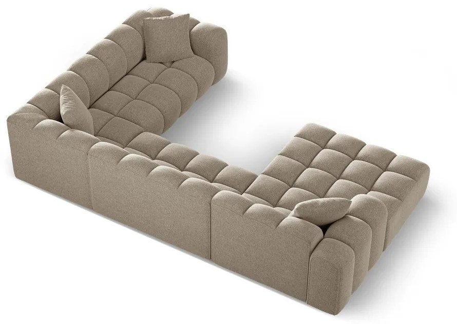 Divano angolare marrone chiaro (con penisola a destra/a U) con rivestimento in ciniglia Treno – Cosmopolitan Design