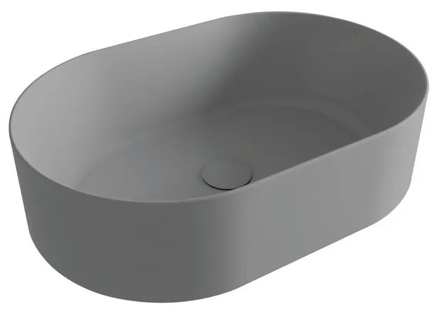 Lavabo da appoggio ovale in ceramica L 60 x H 16 x P 40 cm grigio