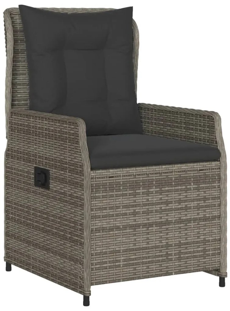 Set da pranzo da giardino 9 pz con cuscini in polyrattan grigio