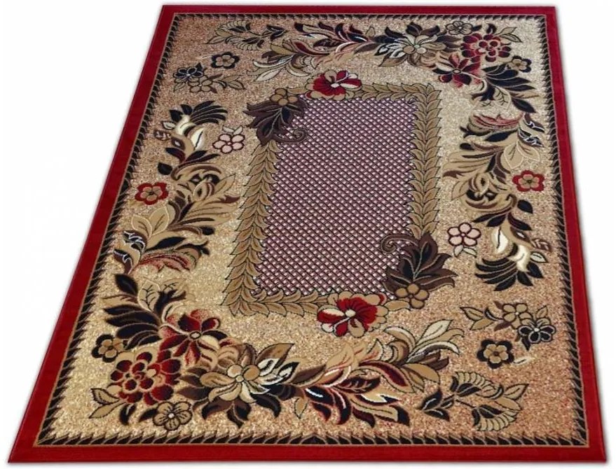 Tappeto rosso-marrone con fiori Larghezza: 100 cm | Lunghezza: 190 cm