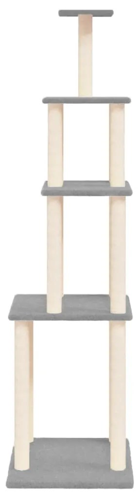 Albero per gatti con tiragraffi in sisal grigio chiaro 183 cm