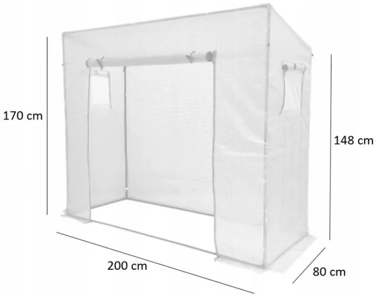 Pratico contenitore da giardino con dimensioni 200 x 80 x 170/148 cm