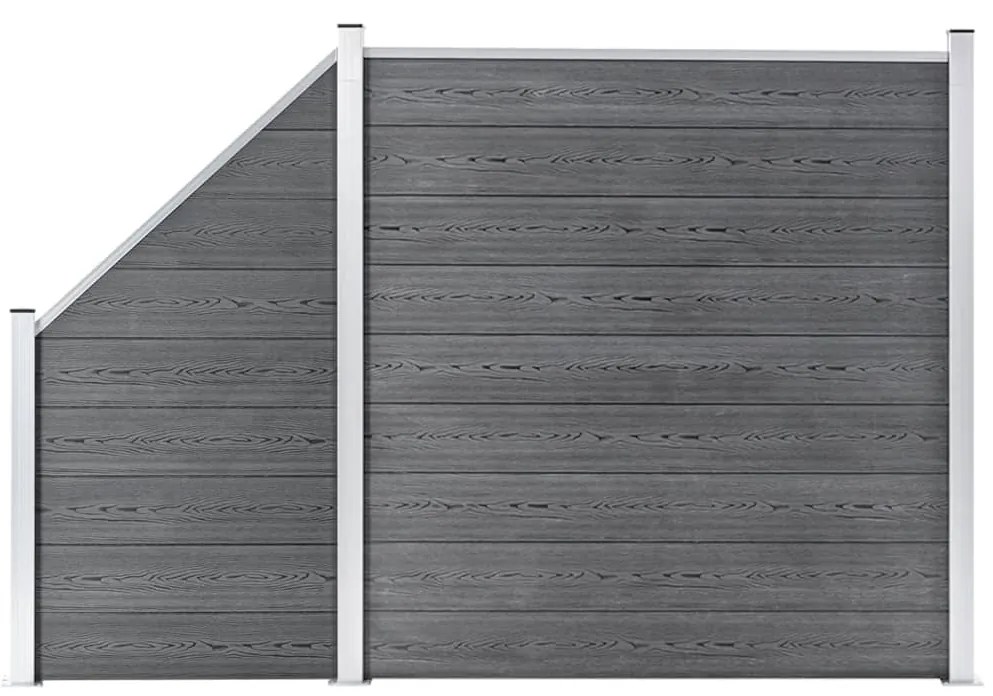 Pannelli Recinzione Wpc 1 Quadrato 1 Inclinato 273x186 Cm Grigi /
