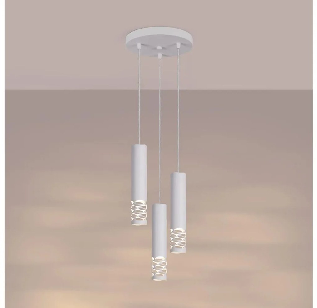 Sollux SL.1694 - Lampadario a sospensione con filo LIRO 3xGU10/10W/230V bianco