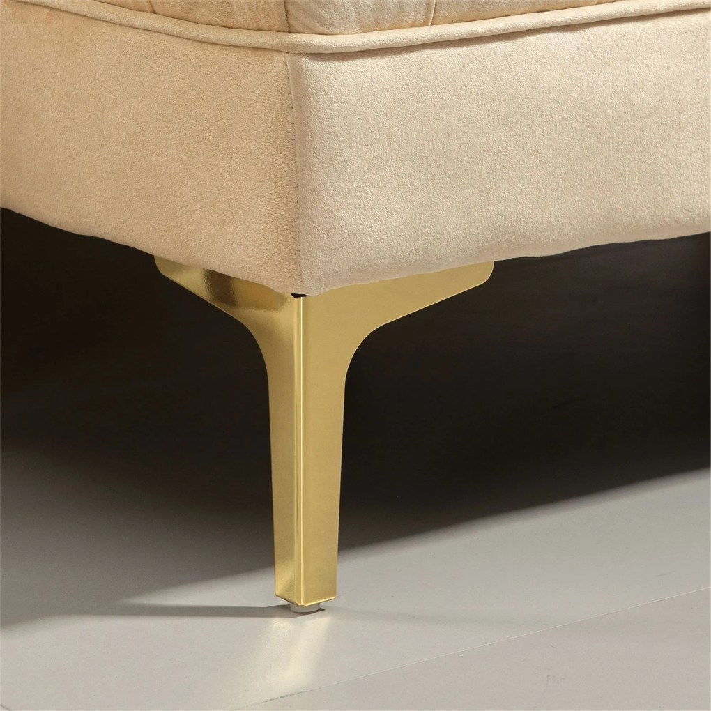Panca Fondo Letto Imbottita con Rivestimento Trapuntato in Effetto Velluto 118x45x42 cm Beige...
