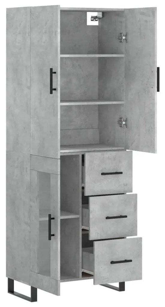 Credenza grigio cemento 69,5x34x180 cm in legno multistrato