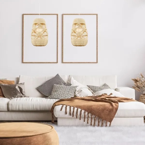 Lampadario a sospensione con filo ARONA 1xG9/9W/230V diametro 25 cm rattan