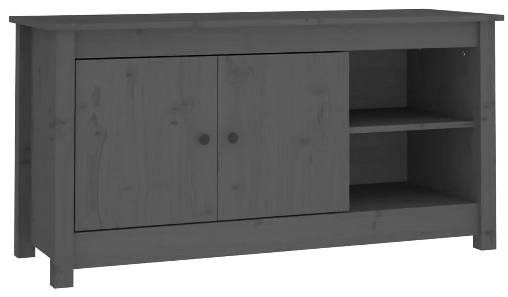 Mobile Porta TV Grigio 103x36,5x52 cm in Legno Massello di Pino