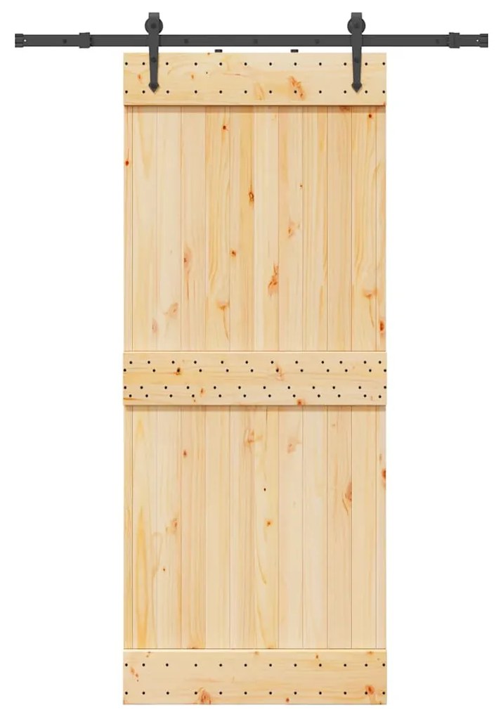 Porta Scorrevole Con Set Hardware 85x210 Cm Legno Massello Pino /