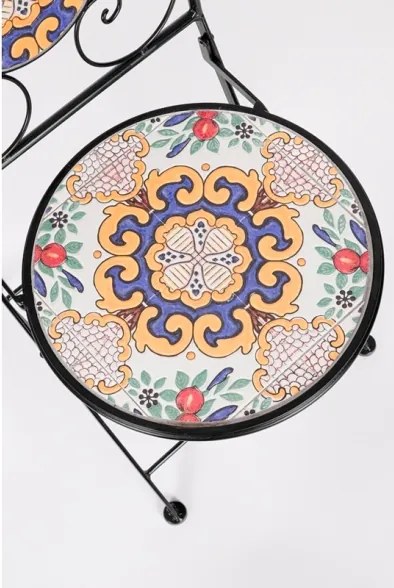 Set Bistrot Tavolo Mosaico 60 Cm Con 2 Sedie Pieghevoli Santorini Bizzotto