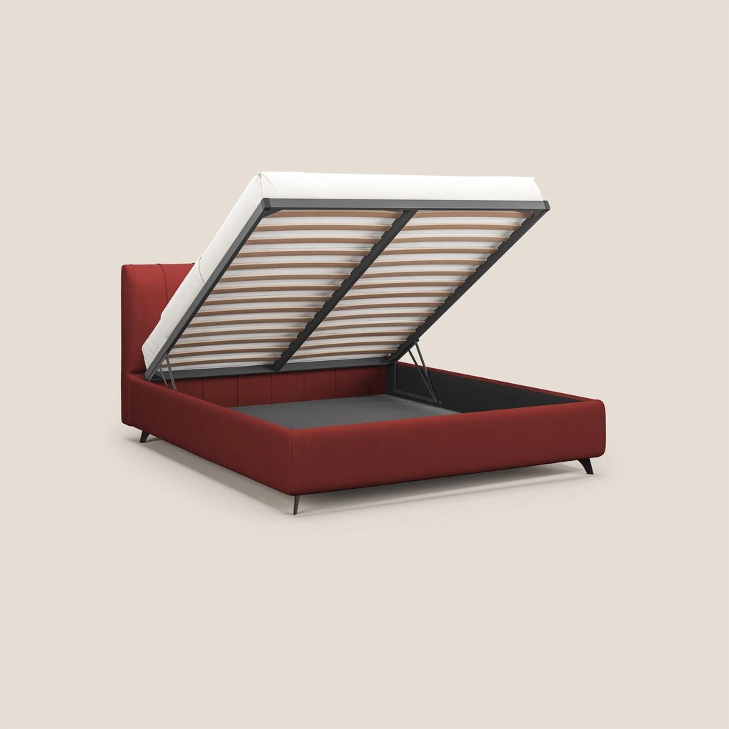 Bogart letto imbottito contenitore completamente sfoderabile in microfibra smacchiabile T11 rosso