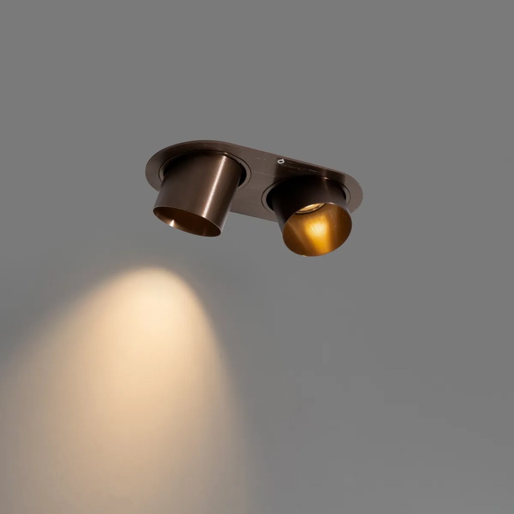 Faretto da incasso rotondo bronzo scuro GU10 50mm 2 luci - Installa