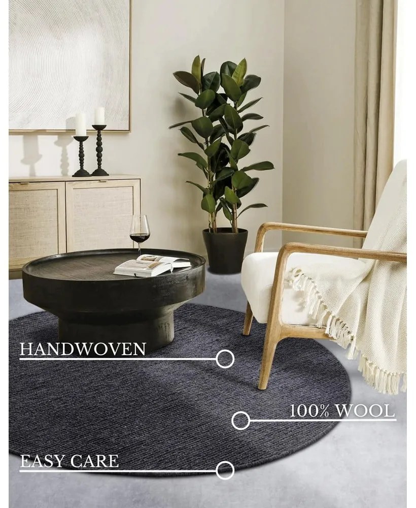 Tappeto rotondo grigio scuro in lana tessuto a mano ø 160 cm Francois - Villeroy&Boch