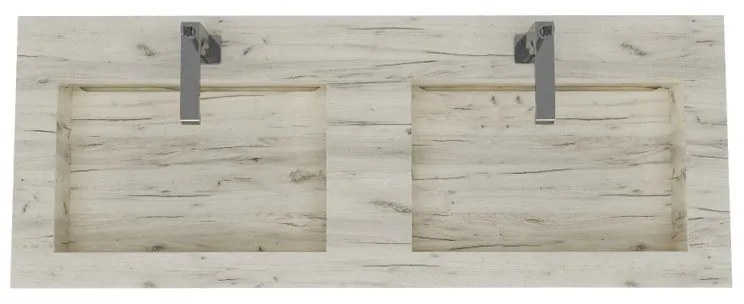 Lavabo a incasso rettangolare doppia vasca IDEEA L 120 x H 12 cm in legno bianco opaco