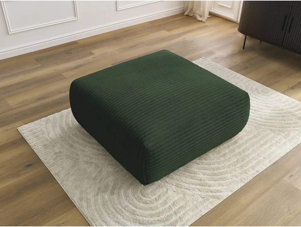 Poggiapiedi in verde scuro con rivestimento in velluto a coste Lucien – Bobochic Paris