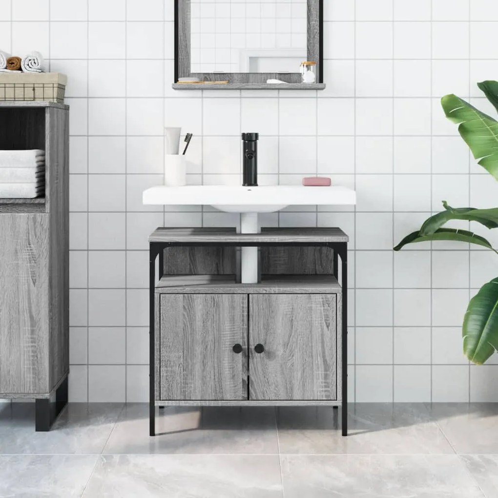 Mobile lavabo bagno grigio sonoma 60x30x60 cm legno multistrato
